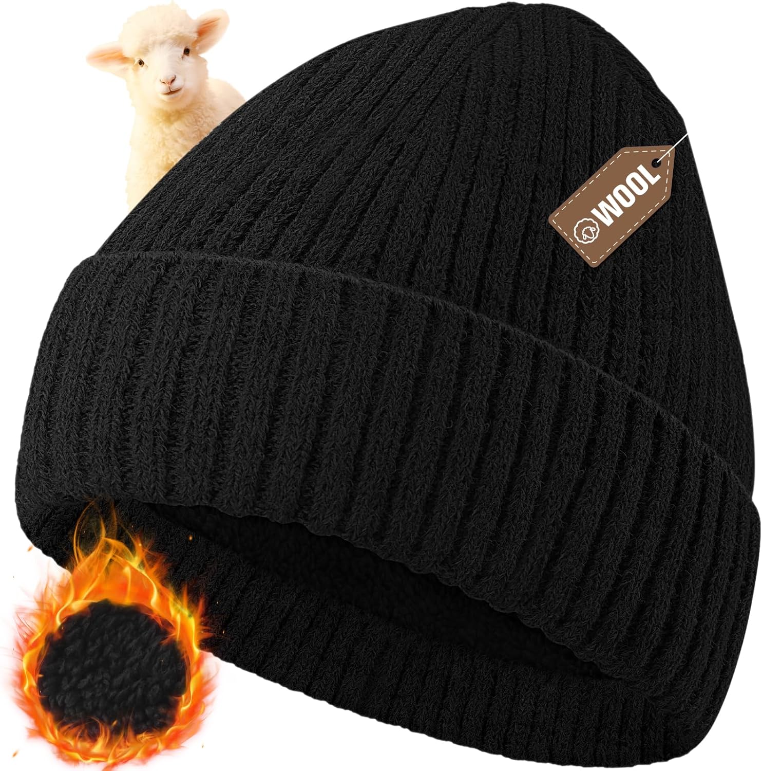Cozy Wool Beanie with Fleece Lining – Unisex Winter Hat